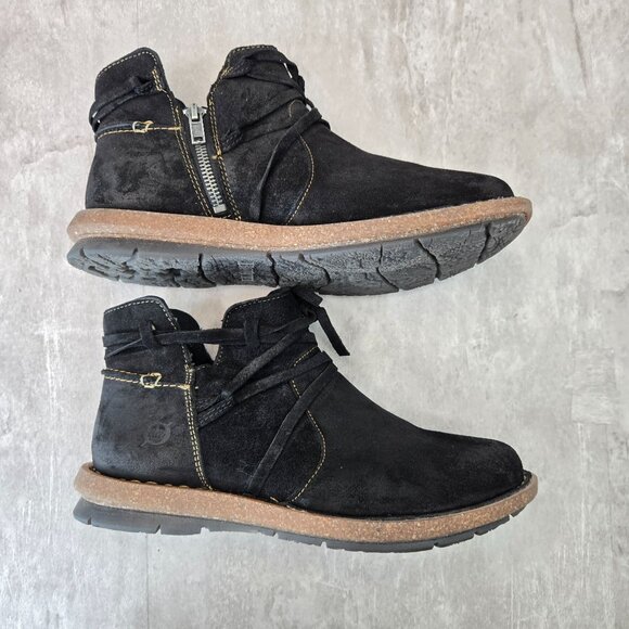 Born Chukka Boot 8.5 Black Leather Distressed Comfort Desert Grunge Ankle Bootie - Picture 5 of 13